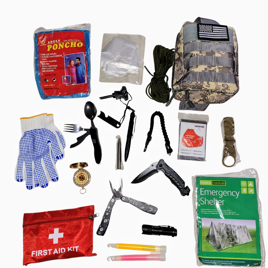 Ultimate All in One Emergency Survival Kit For Camping Hunting Hiking Bug Out Go Bag Outdoor Survival Includes Essential Survival Gear Pack