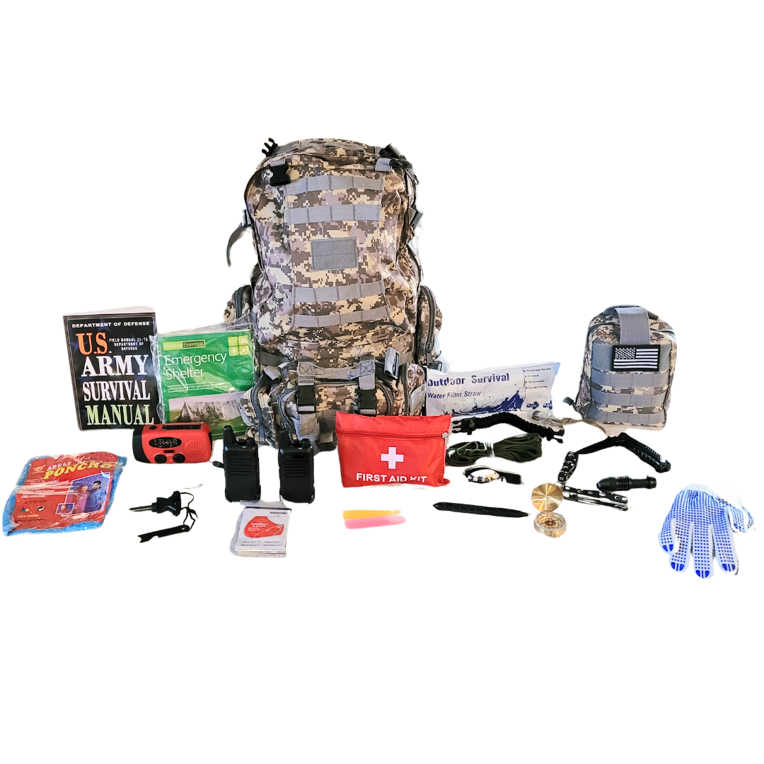 Ultimate All in One Emergency Survival Kit For Camping Hunting Hiking Bug Out Go Bag Outdoor Survival Includes Essential Survival Gear Pack