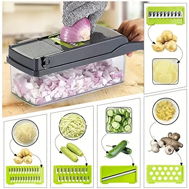 13 in 1 Vegetable Chopper Fruit Slicer Cutter with Drain Basket Potato Onion Chopper Premium Multifunctional Dicer