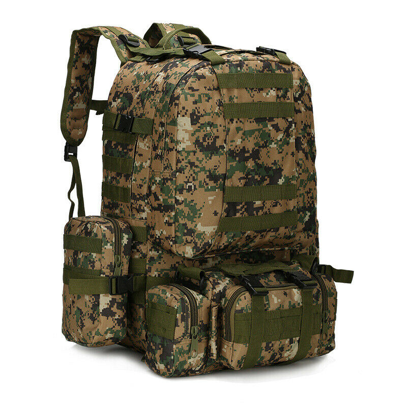 Military Style Tactical Backpacks 4 in 1 for Camping Hiking Hunting Bug Out Bag Outdoor 55L Assault Pack