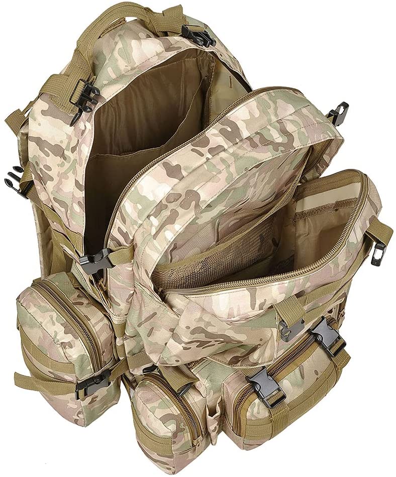 Military Style Tactical Backpacks 4 in 1 for Camping Hiking Hunting Bug Out Bag Outdoor 55L Assault Pack