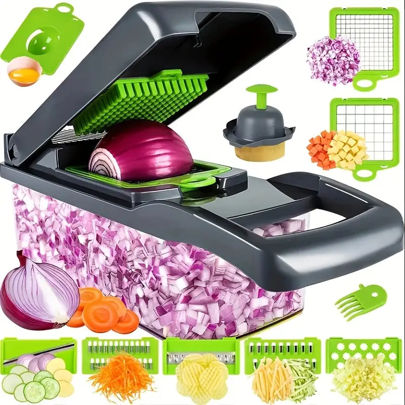 13 in 1 Vegetable Chopper Fruit Slicer Cutter with Drain Basket Potato Onion Chopper Premium Multifunctional Dicer