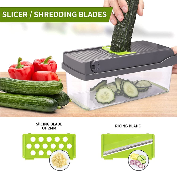 13 in 1 Vegetable Chopper Fruit Slicer Cutter with Drain Basket Potato Onion Chopper Premium Multifunctional Dicer