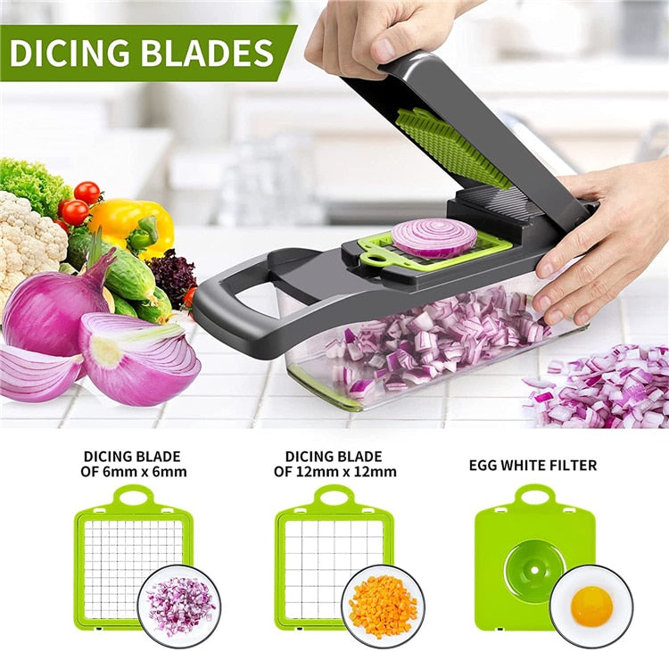 13 in 1 Vegetable Chopper Fruit Slicer Cutter with Drain Basket Potato Onion Chopper Premium Multifunctional Dicer