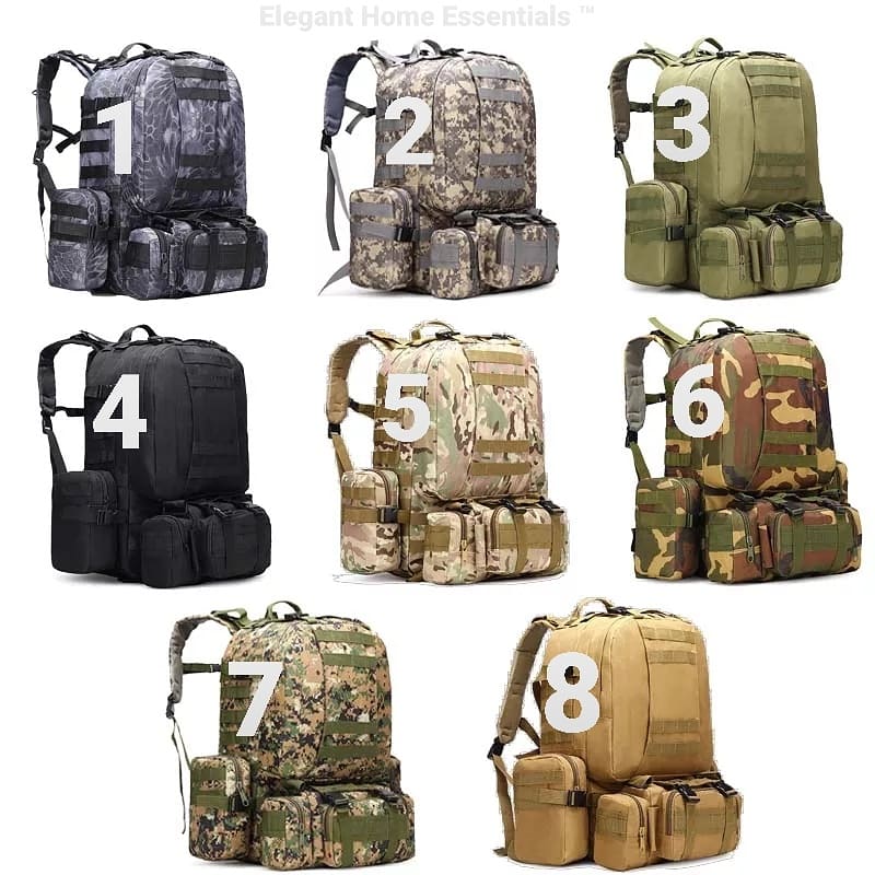 Military Style Tactical Backpacks 4 in 1 for Camping Hiking Hunting Bug Out Bag Outdoor 55L Assault Pack