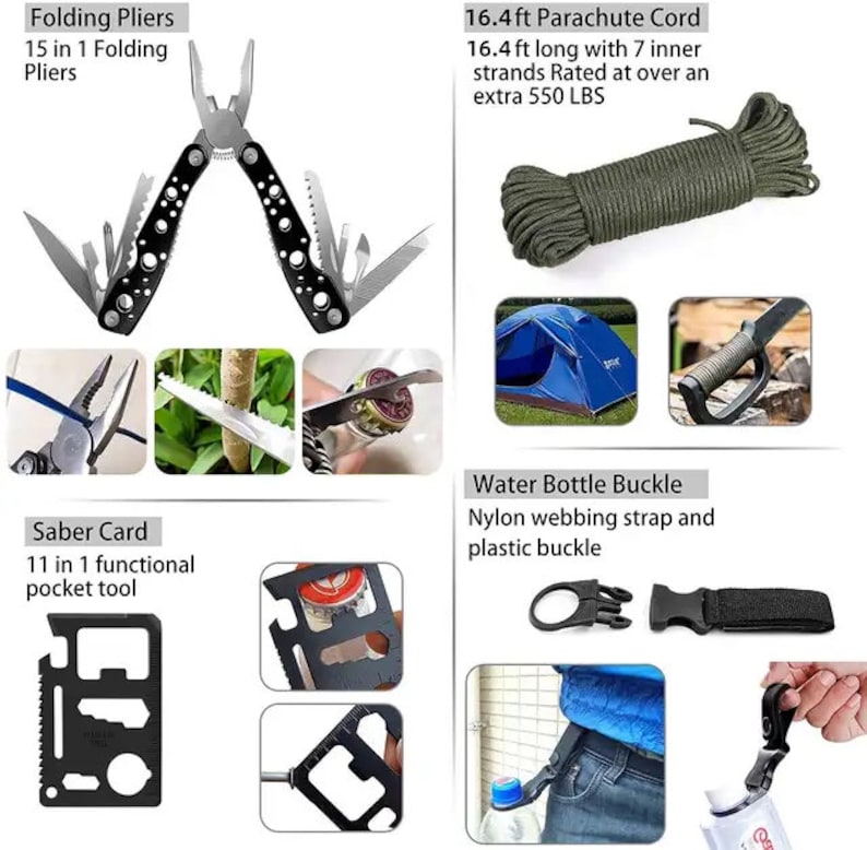 Ultimate All in One Emergency Survival Kit For Camping Hunting Hiking Bug Out Go Bag Outdoor Survival Includes Essential Survival Gear Pack